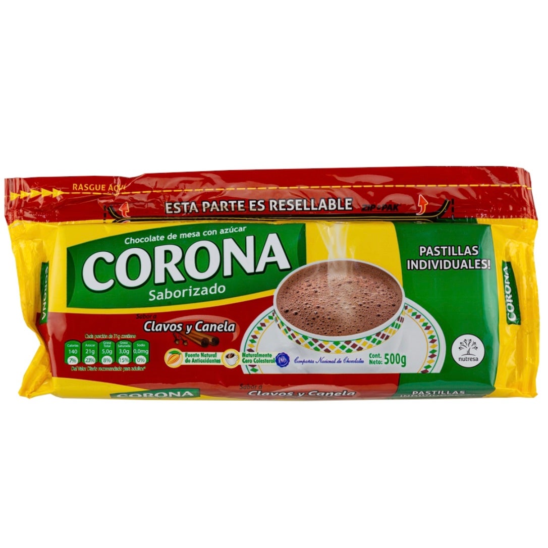 CHOCOLATE CORONA 500 GM. CLAVOS /CANELA