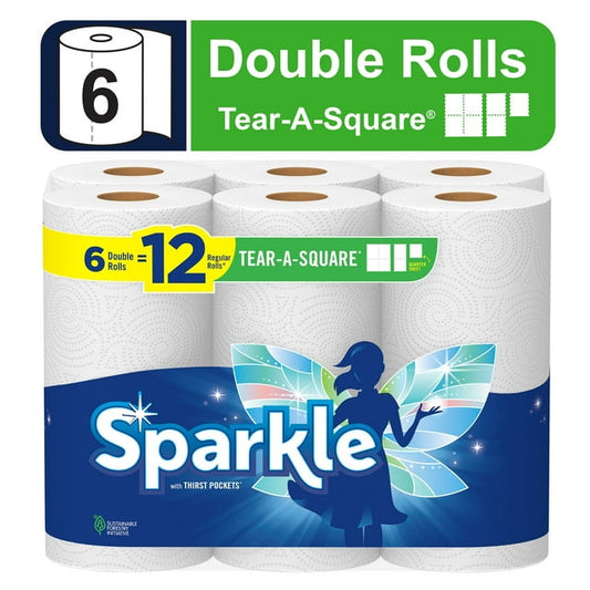 Papel Towels Sparkle , 6 Double Rolls